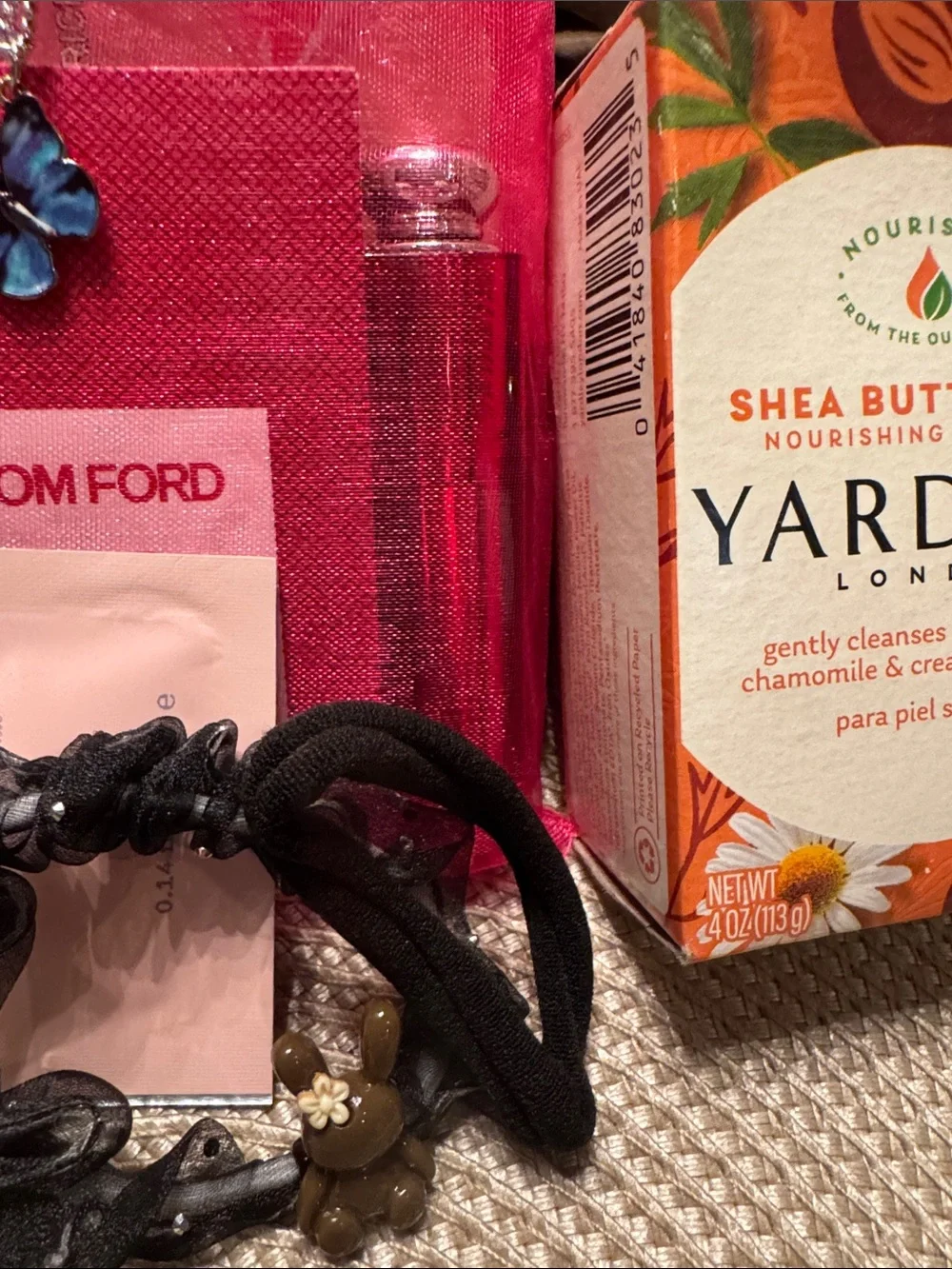 Sol de Janeiro oil hair ties/clips face mask yardly soap, necklace lippy
